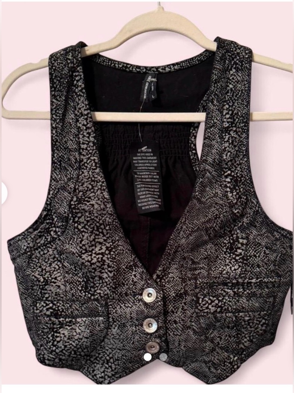 90"s Y2K Mini snakeskin vest by Highway Jeans Size Medium cropped